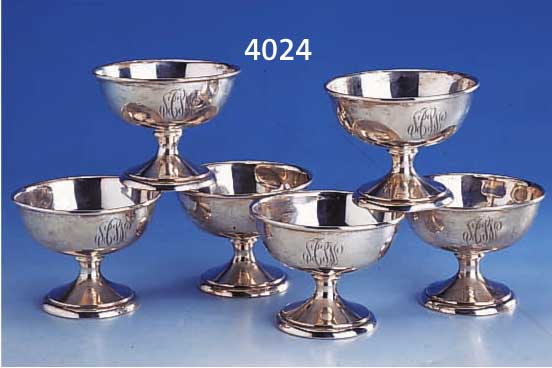6 EI6 EIS/DESSERTSCHALEN, DEUTSCH UM 1910, 925ER SILBER, BES.-MONOGR. LIGIERT, MEISTER- MARKE UNGED., VERBEULT, H CA. 7 CM, CA. 365 G