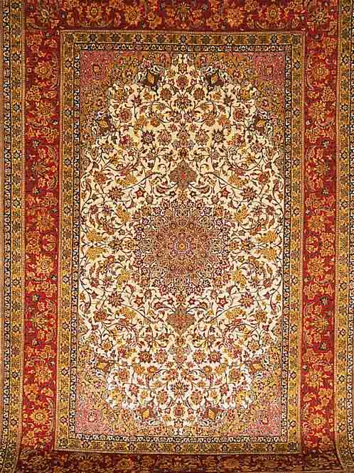 ESFAHAN FEIN SIGN,PERSIEN CA 287 X 190 CM. KORKWOLLE M.U.AUF SEIDE.CA 1 MIO KN/QN