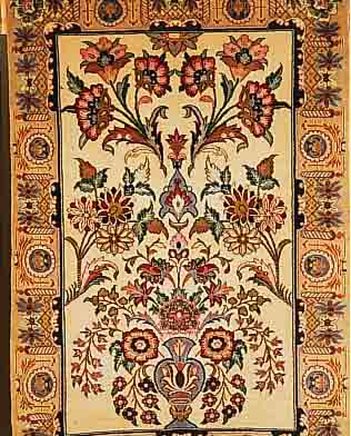 ESFAHAN FEIN,PERSIEN CA 105 X 70 CM. KORKWOLLE M.U. AUF SEIDE