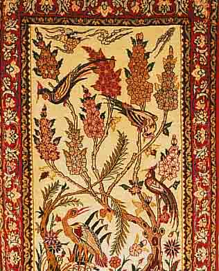 ESFAHAN FEIN,PERSIEN CA 95 X 63 CM. KORKWOLLE M.U. AUF SEIDE