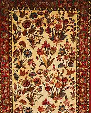 ESFAHAN FEIN,PERSIEN CA 100 X 65 CM. KORKWOLLE M.U. AUF SEIDE