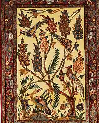 ESFAHAN FEIN,PERSIEN CA 95 X 67 CM. KORKWOLLE M.U. AUF SEIDE