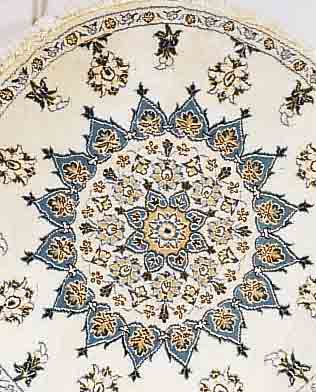 NAIN,PERSIEN DURCHMESSER CA.100 CM. FLOR WOLLE MIT SEIDE