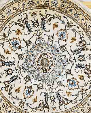 NAIN,PERSIEN DURCHMESSER CA.146 CM. FLOR WOLLE MIT SEIDE