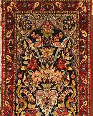 ESFAHAN FEIN,PERSIEN CA 100 X 68 CM. KORKWOLLE M.U. AUF SEIDE