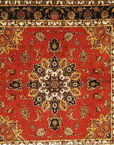 TäBRIZ FEIN,PERSIEN CA.152 X 150 CM. KORKWOLLE MIT SEIDE CA 550000 KN/QM.
