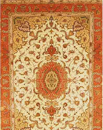 TäBRIZ FEIN,PERSIEN CA.295 X 204 CM. KORKWOLLE MIT SEIDE 550000 KN/QM.