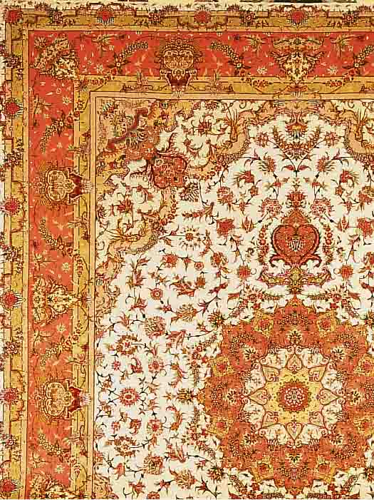 TäBRIZ FEIN,PERSIEN CA.396 X 305 CM. KORKWOLLE MIT SEIDE CA 550000 KN/QM.