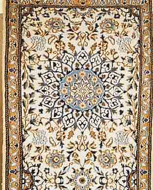 NAIN,PERSIEN CA 378 X 80 CM. FLOR WOLLE MIT SEIDE.