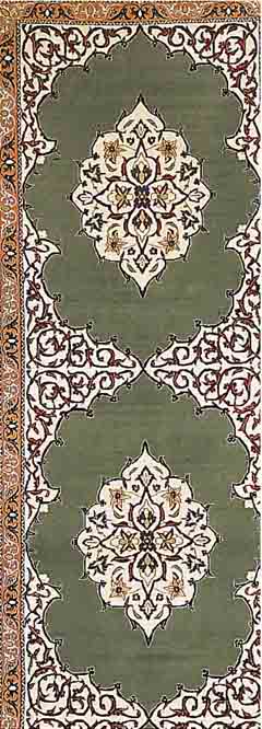 NAIN FEIN,PERSIEN CA 358 X 101 CM. KORKWOLLE MIT SEIDE.CA 900.000 KN/QM.
