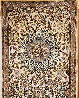 NAIN,PERSIEN CA 377 X 80 CM. FLOR WOLLE MIT SEIDE.