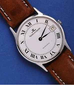 JAEGERJAEGER LE COULTRE HERRENARMBANDUHR, AUTOMA- TIK, EDELST., BODEN 4-FACH VERSCHR., SAPHIR- FLACHGL., FLACHE GESAMTAUSF., DATUM, KONTRAST- ...