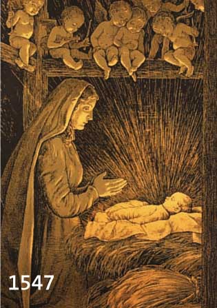 THOMA, HANS, 1839 BERNAU-1924 KARLSRUHE, ANBETUNG DES JESUSKINDES IM STALL ZU BETH- LEHEM, FARBLITHOGRAPHIE VON 1903, RE. U. HANDSIGNIERT, CA. 50 ...