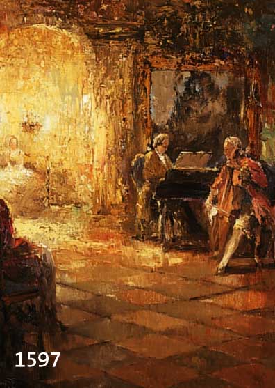 GSCHOGSCHOSSMANN, LUDWIG, 1894 STRASSBURG - 1988 TEGERNSEE, IMPRESSIONIST DER MÜNCHENER SCHULE, KLEINES KONZERT IM SCHLOßSAAL, ÖL/LWD., CA.: ...