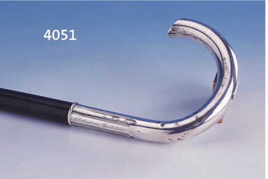 SPAZISPAZIERSTOCK, DEUTSCH UM 1900, LUTZ UND WEISS PFORZHEIM, 800ER SILBER, SCHLICHTES DE- KOR MIT STIL. TRÄNENDEN HERZEN, MIT WIDMUNG V. ...