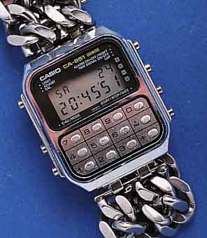 CASIOCASIO FRÜHE QUARTZUHR MIT DIGITALANZEIGE UND RECHNER, MULTIFKT., JAPAN UM 1978, METALL VERCHR., EDELST.-BODEN GEDR., EDELST.-BAND SPÄTER, ...