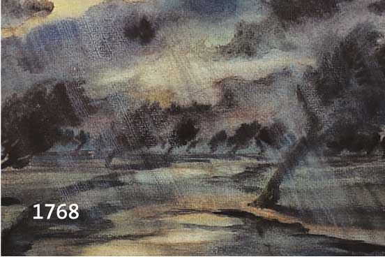 PETER, EGON, SÜDDEUTSCHER MALER, 1946, AQUARELL AUF PAPIER, BÄUME IM REGEN, U. LI. SIGN. U. DAT. (19)46, PP., U. GL. GER., M. CA. 32 X 46.5 CM