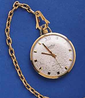 EXCELEXCELLENT SUPER ANHÄNGEUHR, GG 585/000, DEUTSCHLAND UM 1965, 17 ST., PUW KAL. 360, RINGUNR., FLACHSPIR., STOßGES., DIR. ZENTRAL- SEK., D. ...