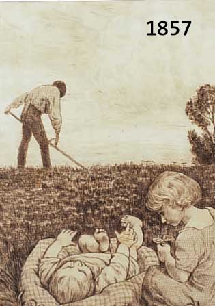 THOTHOMA, HANS, 1839-1924, KINDER AUF DEM FELD, RADIERUNG, RE. U. HAND- SIGN., CA. 26,5 X 22 CM, PP, U.GL., R.