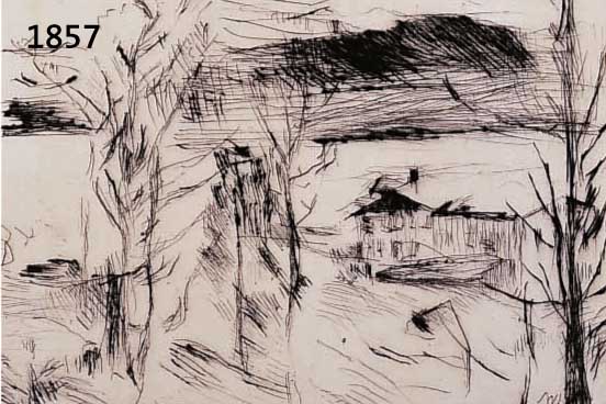 CORINTH, LOVIS, 1858-1925, LANDSCHAFT AM WALCHENSEE, RADIERUNG, CA. 24 X 31,5 CM, PP