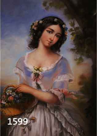 EMY, JOSEPHINE, 19. JAHRHUNDERT, PASTELL- ZEICHNUNG, JUNGE FRAU MIT BLUMENKORB, GUTE QUALITÄT, 45 X 37 CM, ALTER RAHMEN, GLAS UNTEN AN DER ECKE ...