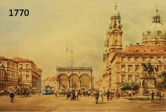 TRITRITT, WOLFGANG, 1913 BERLIN - 1983, DER ODEONSPLATZ IN MÜNCHEN, FARBLITHOGRAPHIE, SIGN., CA. 29X44,5 CM, UNTER GLAS GERAHMT