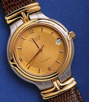CAMY HCAMY HERRENARMBANDUHR, SCHWEIZ UM 1998, UNGETR., EDELST. MATT., BODEN 4-FACH VERSCHR., BEIDS. MINERALVERGL., KRONE, LÜNETTE U. BE- WEGL. ...