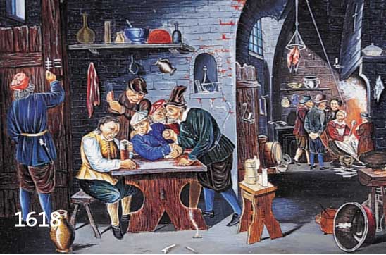 UNBEKANNTER KÜNSTLER, NACH DEM VORBILD V. OSTADE, UM 1540/50, GOUACHE AUF PAPIER, 14.5 X 18.5 CM, U. GL. GER.