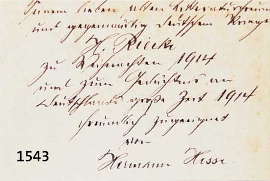 INSELTINSELTASCHENBUCH, DEUTSCHE KRIEGSLIEDER MIT PERSÖNLICHER WIDMUNG VON HERMANN HESSE: MEINEM LIEBEN ALTEN LITERATURFREUND UND GEGENWÄRTIG ...