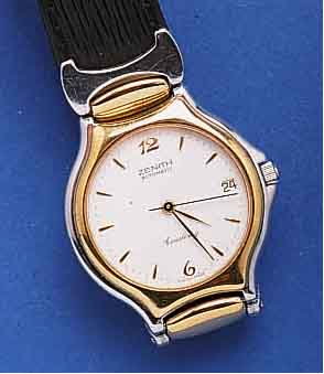 ZENITH HEZENITH HERRENARMBANDUHR AUTOMATIK SERIE ACADEMY, SCHWEIZ UM 1992, EDELST., BEIDS. MINERALFLACHVERGL., BODEN U. KRONE GESCHR., BEI ...