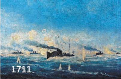 UNBUNBEKANNTER MALER, DEUTSCH, UM 1900-05, SCHIFFE DER DEUTSCHEN KRIEGSMARINE AUF HOHER SEE, ÖL/LWD, CA. 42,5 X 51,5 CM