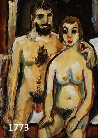 UNBEKANNTER KÜNSTLER, UMKREIS BLAUER REITER, UM 1910, AKTDARSTELLUNG EINES PAARES, GOUACHE AUF DÜNNEM PAPIER, KNITTERFALTIG, CA. 41 X 32 CM