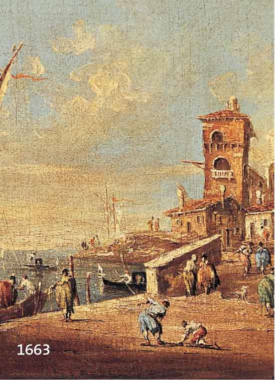 ZUSCHREIBUNG: FRANCESCO GUARDI, GEB. 1712 VENEDIG - 1793, VEDUTE IN VENEDIG, ÖL/LWD, DOUBLIERT, CA. 20,5 X 17 CM, GESCHNITZTER UND VERGOLDETER ...