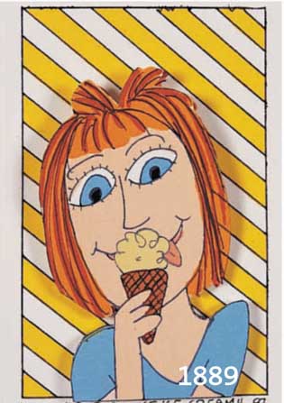 RIZRIZZI, JAMES, GIRLS LIKE ICE CREAM, DREI- DIMENSIONALE FARBLITHOGRAPHIE VON 1997, HANDSIGNIERT UND NUM. VI/C, CA. 10 X 6,5 CM