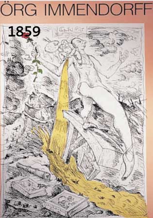 IMMEIMMENDORFF, JÖRG, PROF., GEB. 1945, PLAKAT ZUR AUSSTELLUNG MÖNCHEHAUS MUSEUM GOSLAR 1995, FARBOFFSET, RE. U. HANDSIGNIERT, CA. 99 X 68,5 CM