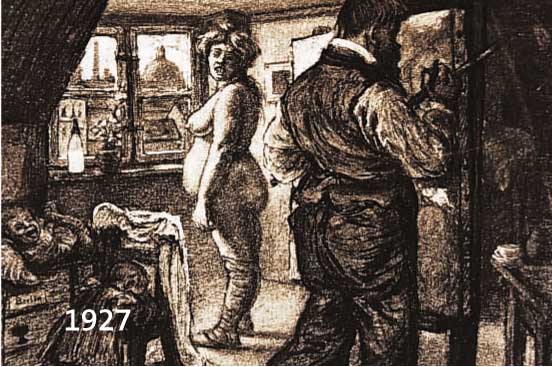 ZILLE, HEINRICH, 1858-1929, DER FRÜHLINGS- MALER, RADIERUNG, RE. U. MIT DEM BLAUEN SIGNATURSTEMPEL NR. 3 VERSEHEN, CA. 17,5 X 20 CM, WVZ ...