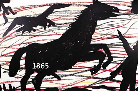PEPENCK, A.R., GEB. 1939, SCHWARZES PFERD, FARBOFFSET, HANDSIGNIERT, CA. 60 X 84 CM