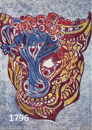 KRINNKRINNER, MICHAELA, GEB. 1915 WALDMÜNCHEN, MEISTERSCHÜLERIN VON OSKAR KOKOSCHKA, STERNZEICHEN STIER, AQUARELLIERTER HOLZSCHNITT ...