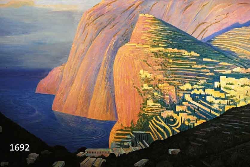 UNTERSEHER, FRANZ, XAVER, PROF., 1888 GÖPPINGEN-1954 KEMPTEN, "KÜSTENLAND- SCHAFT BEI CAPRI", ÖL/HOLZ, SIGN., DAT. 1942, RÜCKSEITIG ...