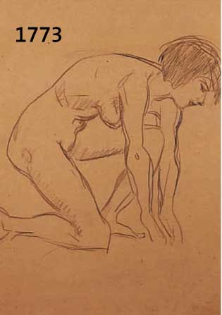 WIMMER, FRITZ, 1879-1960, KNIEENDER WEIBLICHER AKT, BLEISTIFTZEICHNUNG AUF PAPIER (GEBRÄUNT, LEICHT KNITTERFALTIG), UNSIGNIERT, IM ...