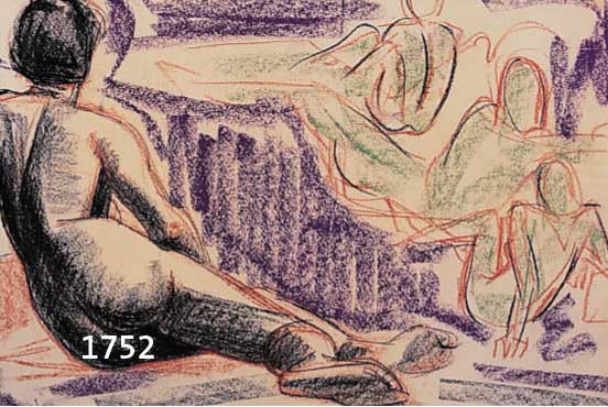 BOGDBOGDANOVIC, BORESLAV, 1899-1970, LIEGENDER WEIBLICHER RÜCKENAKT, WACHSKREIDE ÜBER KOHLE, RE. U. SIGN., CA. 30 X 42 CM, U.GL., R.