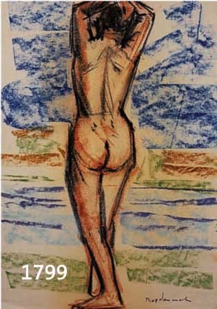 BOGDBOGDANOVIC, BORESLAV, 1899-1970, STEHENDER WEIBLICHER RÜCKENAKT, WACHSKREIDE ÜBER KOHLE, RE. U. SIGN., LEICHT KNITTER- FALTIG, CA. 35 X 25 ...