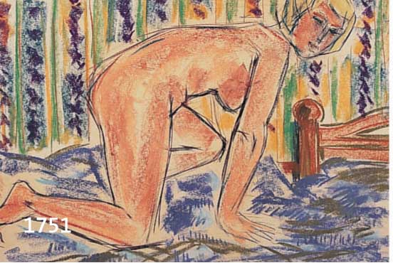 BOGDBOGDANOVIC, BORESLAV, 1899-1970, KNIEENDER WEIBLICHER AKT, WACHSKREIDE ÜBER KOHLE AUF PAPIER, LI. U. SIGN., CA. 30 X 42CM, U.GL., R.