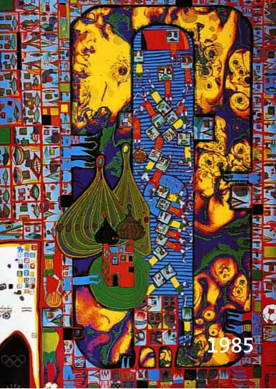 HUNDERTWASSER, FRIEDENSREICH, 1928-2000, PLAKAT OLYMPISCHE SPIELE MÜNCHEN 1972, FARBOFFSET, CA. 100 X 63 CM, U.GL., R.