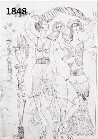 BACBACHEM, BELE, GEB. 1916 IN DÜSSELDORF, DRE GRAZIEN, RADIERUNG, HANDSIGNIERT UND BETITELT, CA. 35 X 23 CM, PP, U.GL., R.