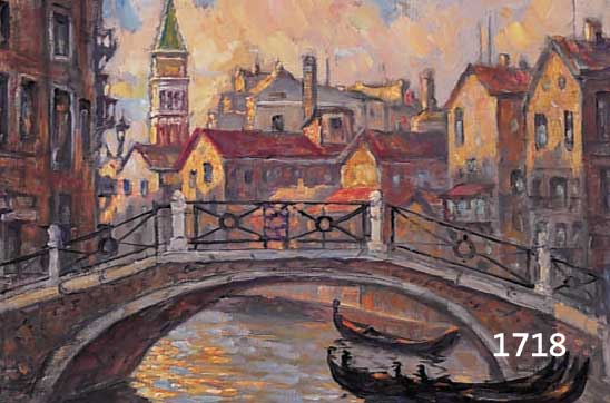 VON VON VARUTTI-KLEFENHAUSEN, MARCO, 1917-1989, ANSICHT IN VENEDIG, ÖL/LWD, LI. U. SIGN., RÜCKSEITIG NACHLAßSTEMPEL, CA. 28,5 X 43,5 CM, R.