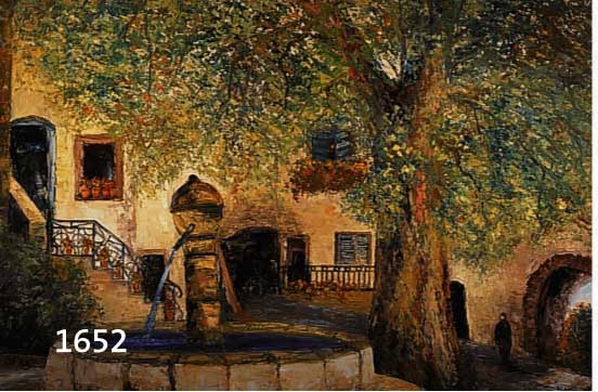 NÖMEIER, ALFRED, GEB. 1938 MÜNCHEN, INNENHOF MIT BRUNNEN, ÖL/LWD, RE. U. SIGN., CA. 80 X 100 CM, R.