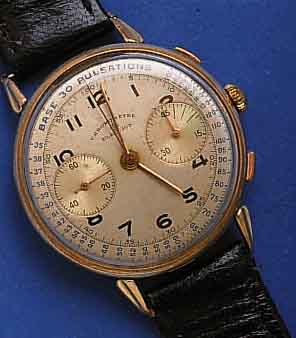 ELECTIOELECTION ARMBANDCHRONOGRAPH, SCHWEIZ UM 1940, METALL VERG. (20 MICRON), BODEN U. GLASR. GEDR., 45-MIN.-STOPPZÄHLER, PULSATIONS- ...