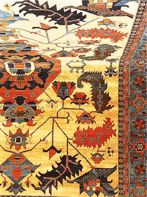 AZAZERBAJAN, 515 X 423CM, EHZ 1-2 CA.20 JAHRE, PFLANZENFARBEN