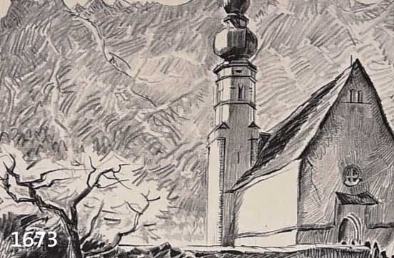 WIL HOWARD, MEINE LIEBE - MITTENWALD, 1934, EINE AUSWAHL VON 6 AUS DEN ZEICHNUNGEN VON WIL HOWARD, DARSTELLUNG MITTENWALDS ZU DEN VERSCHIEDENEN ...